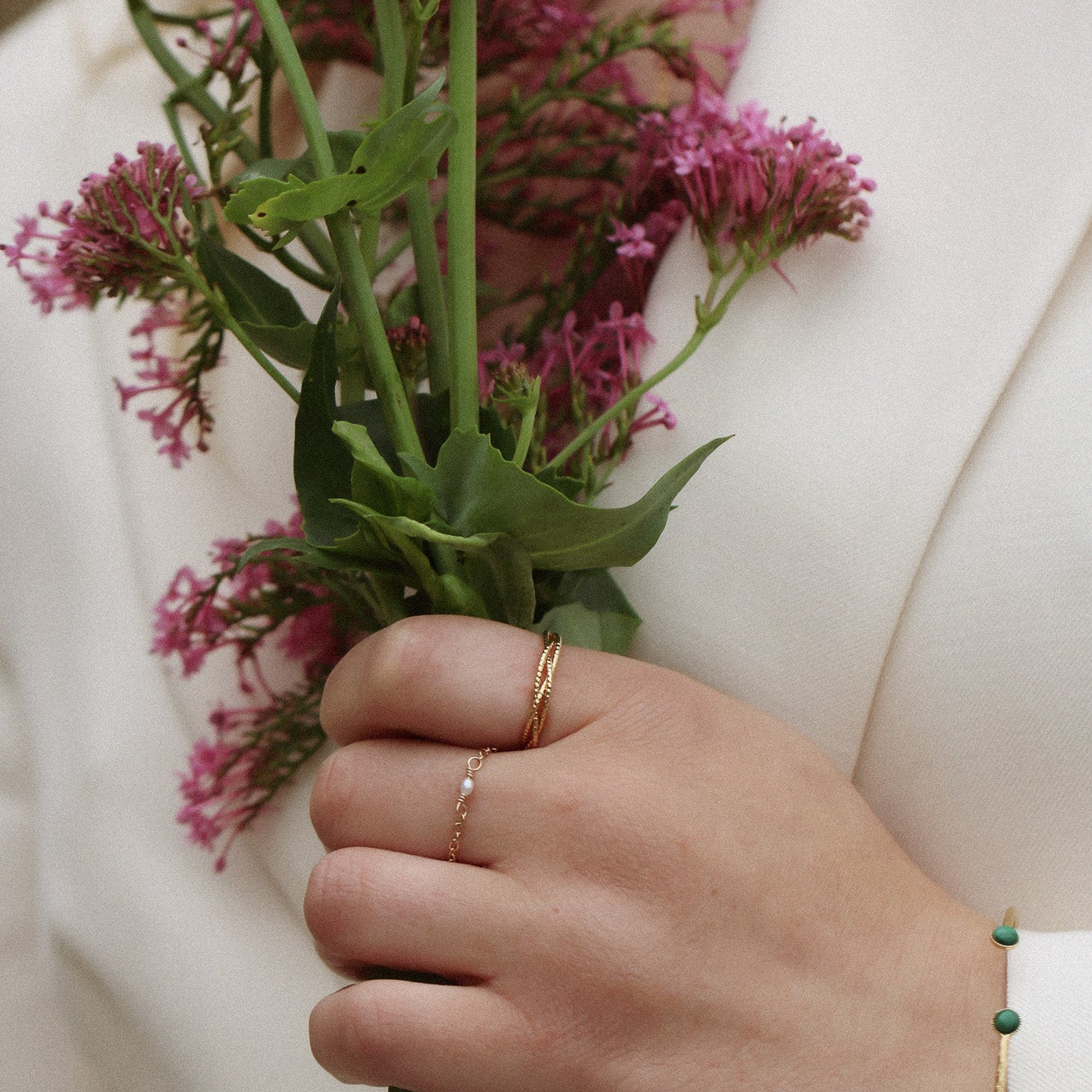 Bague chaîne Lola pierre fine